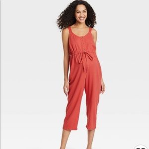 Sleeveless Button-Front Maternity Jumpsuit - Isabel Maternity